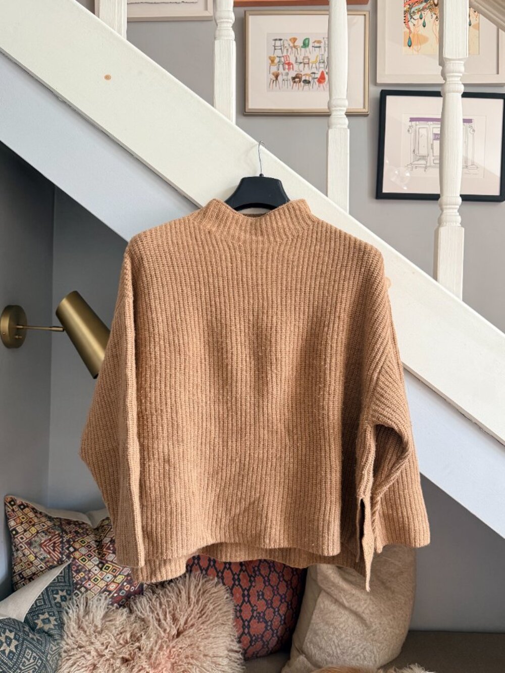 Banana Republic Oversized Wool Ribbed Mockneck Sweater (Camel, XXL)